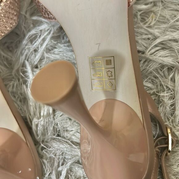 NWOB Jeffrey Campbell Zivote Crystal Satin Slingback Heels in Light Pink size 7 - Picture 13 of 13